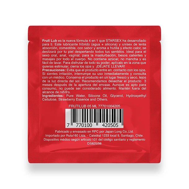 Sachet Lubricante 4 en 1 FrutiLub 5ml