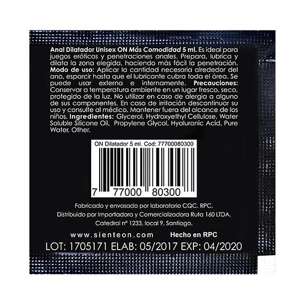 Sachet Lubricante Anal Dilatador - 5ml