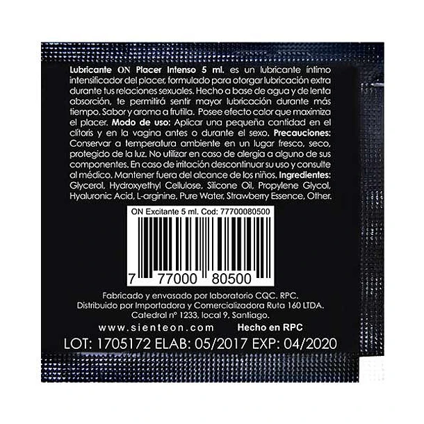 Sachet Lubricante Excitante 5ml